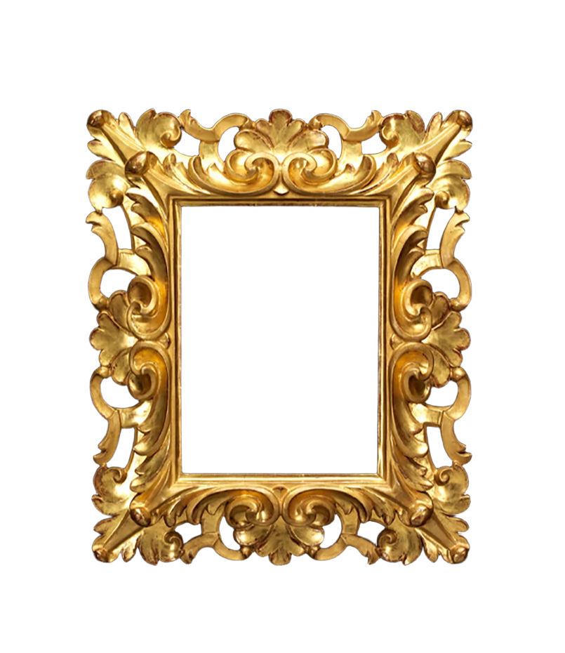 Ornate gold picture frame displaying living art